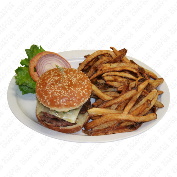 Guacamole Pepper -Jack Burger and Fries